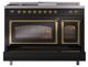 Ilve® Nostalgie II Noblesse 48'' Glossy Black Pro Style Dual Fuel Range with Brass Trim-3