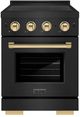 ZLINE Autograph Edition Paramount 24" Black Stainless Steel Pro Style Induction Range with Polished Gold Accents-0