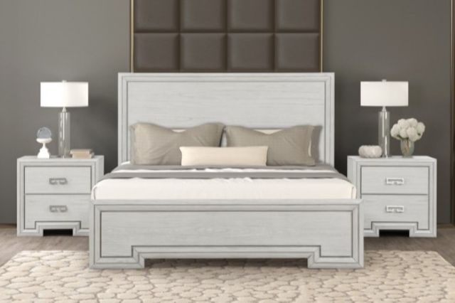 Furniture of America® Basilone 4-Piece Rustic White Queen Bedroom Set-1