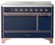 Ilve® Majestic III 48" Midnight Blue Pro Style Induction Range with Solid Door and Copper Trim-0