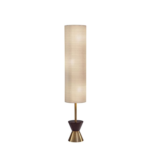 Adesso® Carmen Antique Brass And Walnut Rubberwood Floor Lantern-0