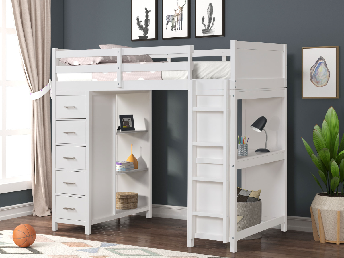 Everly Twin Loft Bed with Chest Bob Mills Furniture