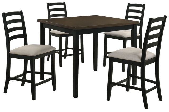 Elements International Tulane 5-Piece Beige/Black Dining Table Set-0