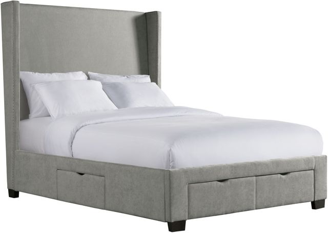 Elements International Magnolia Grey Queen Upholstered Storage Bed-0