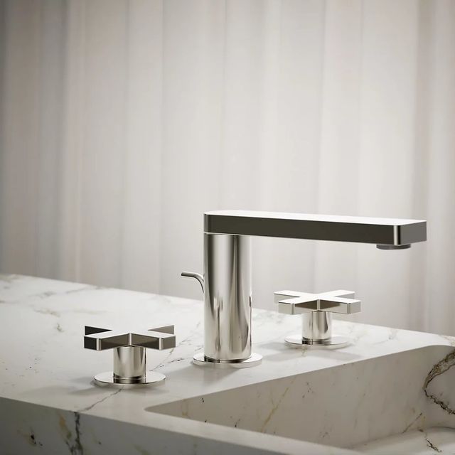 KOHLER® Composed® Vibrant Polished Nickel Widespread Bathroom Sink Faucet with Cross Handles-3