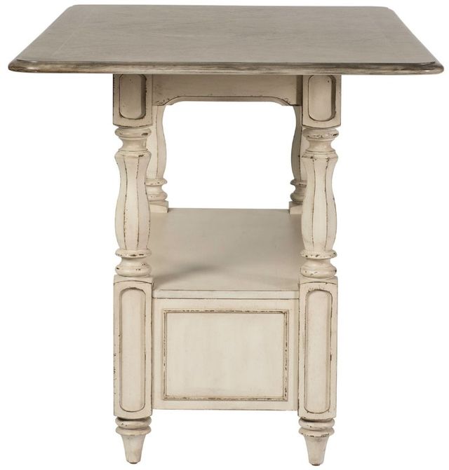 Liberty Furniture Magnolia Manor Weathered Bark Dining Gathering Table with Antique White Base-3