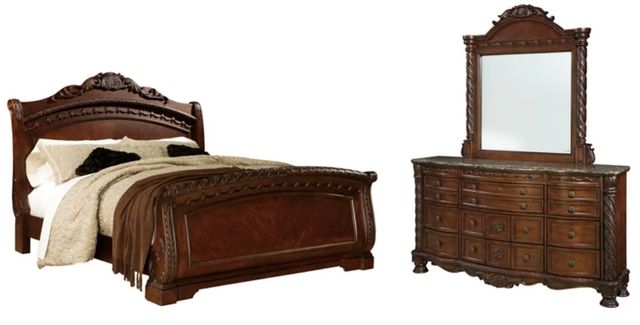 Millennium® by Ashley® North Shore 3-Piece Dark Brown California King Sleigh Bed Set-0