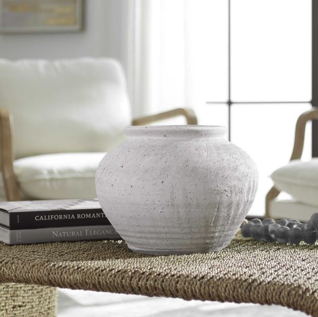 Uttermost® Floreana White Round Vase-3