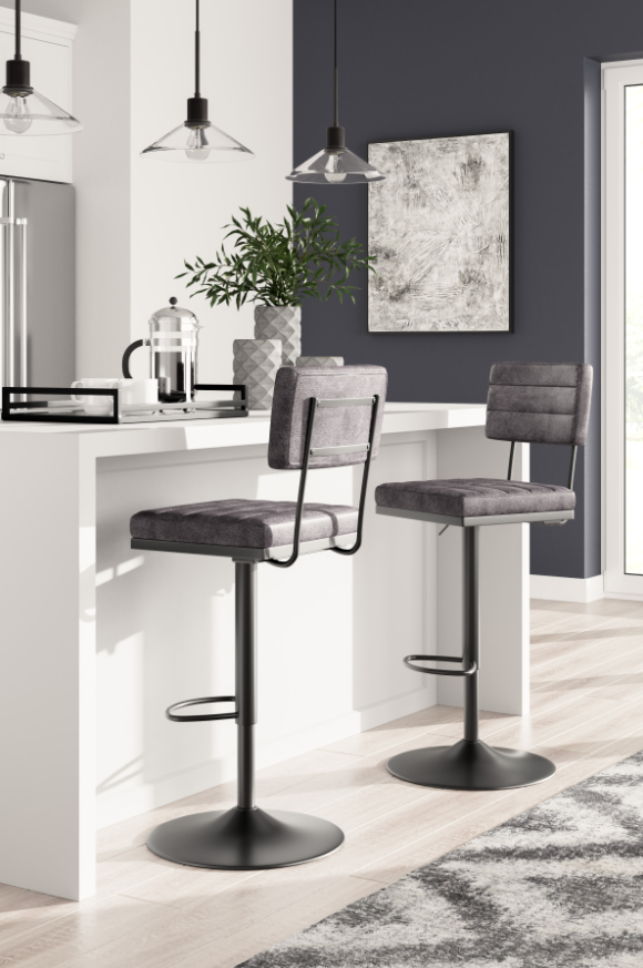 Signature Design by Ashley® Strumford Black/Gray Tall Swivel Bar Stool-3