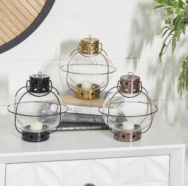 Deco Marche 3-Piece Multi Colored Glass Lantern Set-2