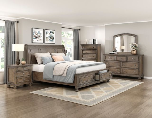 Homelegance® Bethel Antique Brown California King Sleigh Storage Bed-1