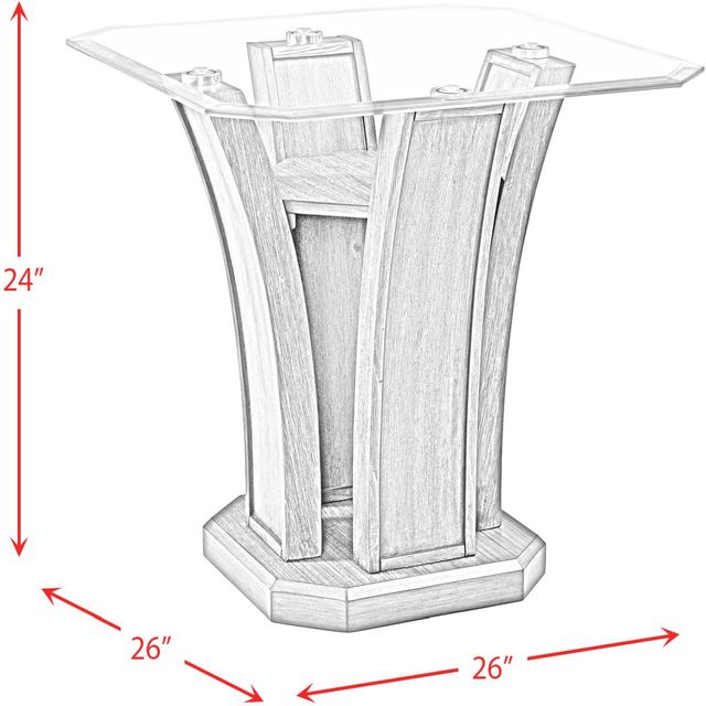 Elements International Dapper Glass Top Square End Table with Grey Base-4
