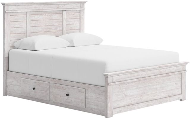 Signature Design by Ashley® Fenderport Whitewash Queen 4-Drawer Panel Bed-0