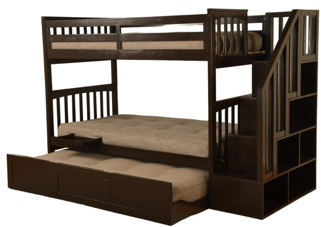 Kodiak Furniture Kelcie Dark Chocolate Twin/Full Bunk Youth Bed with Trundle and Tray-1
