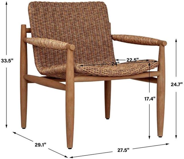 Uttermost® Sumba Golden Flax Wicker/Wood Indoor-Outdoor Lounge Chair-1