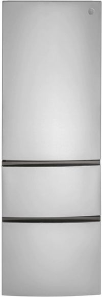 Front view of the GE® 11.9 Cu. Ft. Stainless Steel Counter Depth Bottom Freezer Refrigerator