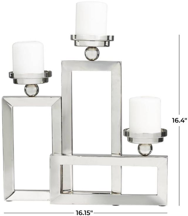 Deco Marche Silver Open Frame Candelabra with Various Rectangles-3