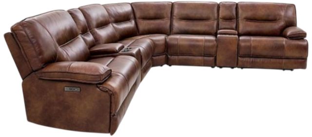 Furniture of America® Louella 7-Piece Brown Manual Reclining L-Shaped Sectional-0