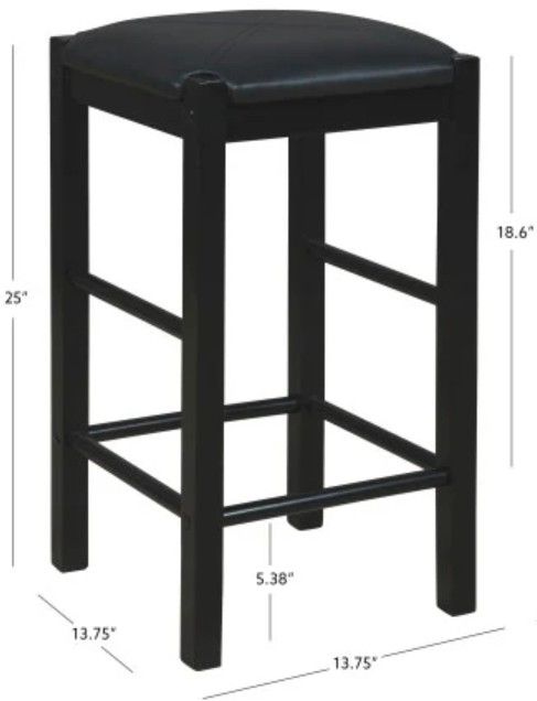 Linon Lance 2-Piece Black Counter Stool Set-2