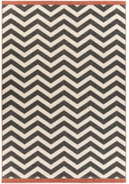 Surya Alfresco Black/Light Beige 5'x8' Area Rug-0