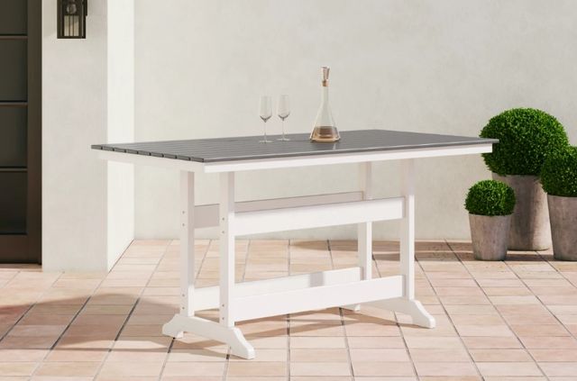 Signature Design by Ashley® Transville Gray Outdoor Counter Height Dining Table with White Base-3
