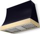La Cornue CornuFé Marquee 36" Gloss Black Range Hood with Polished Brass Trim-0