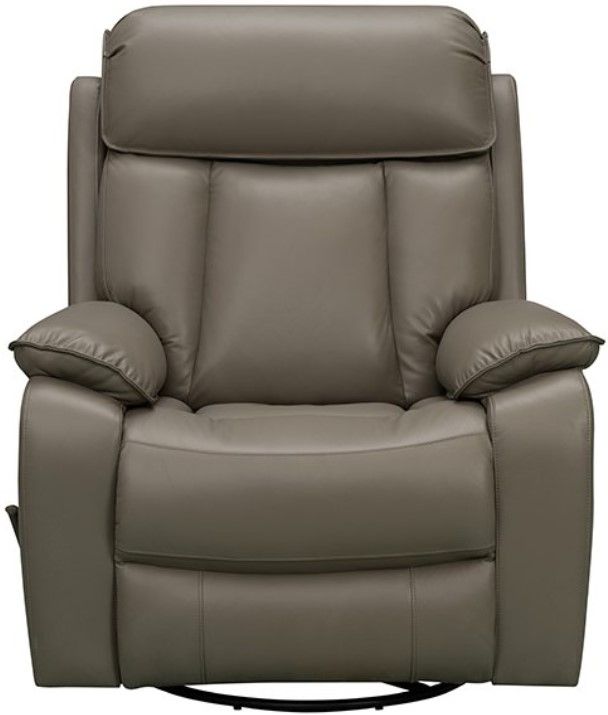 BarcaLounger® Mac Lynn Smokey Gray Leather Manual Swivel Glider Recliner-3