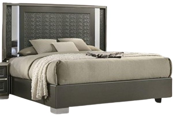Furniture of America® Leyland Dark Gray Queen Bed-0