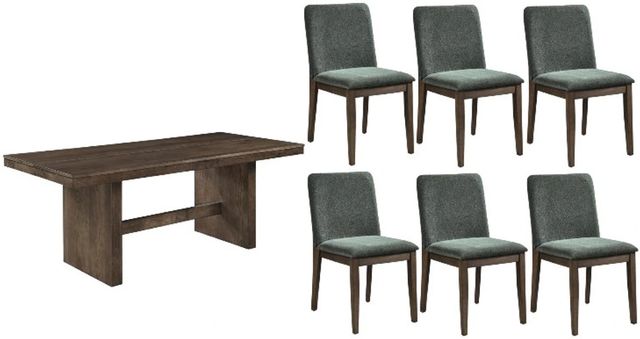 New Classic® Home Furnishings Kody 7-Piece Dark Walnut/Forest Green Rectangle Dining Set-0