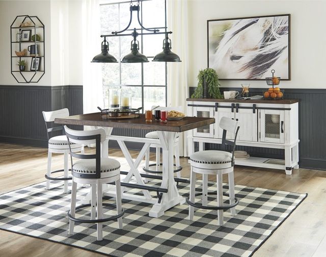 Signature Design by Ashley® Valebeck Brown Counter Height Dining Table with White Base-10