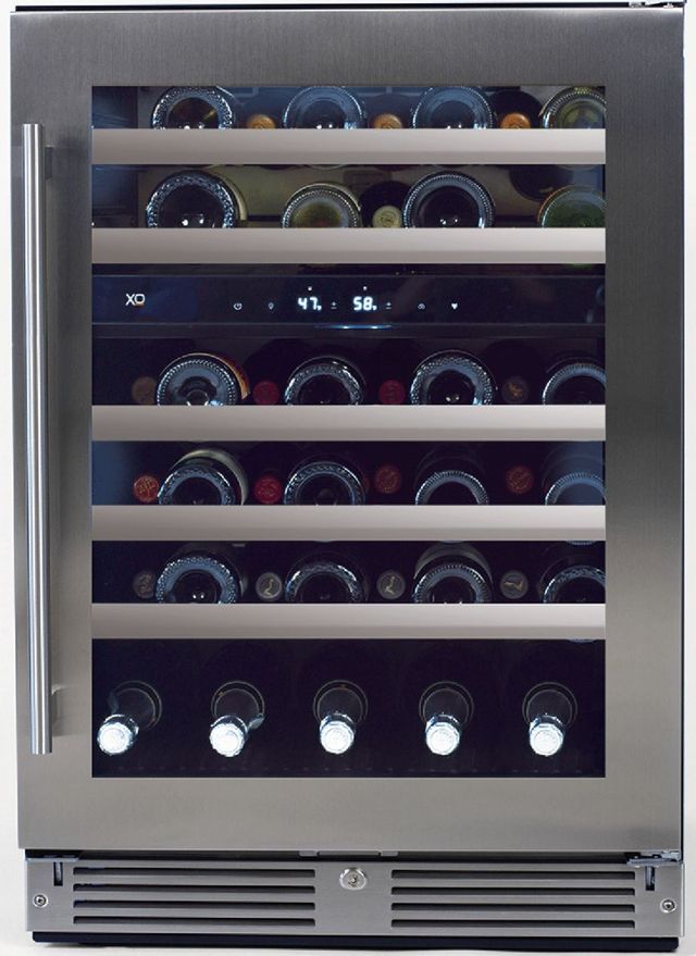 XO 24" 5.4 Cu. Ft. Fingerprint Resistant Stainless Steel Dual Zone Wine Cooler with Right Hinge Glass Door-0