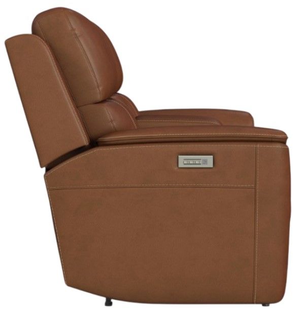 Flexsteel® Henry Caramel Power Reclining Loveseat with Console and Power Headrests-2