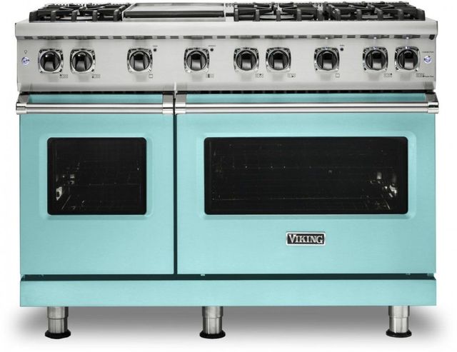 Viking® 5 Series 48" Bywater Blue Pro Style Liquid Propane Range with 12" Griddle-0