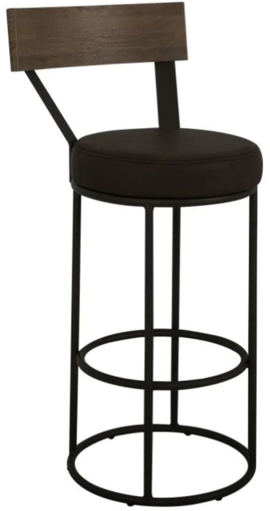 International Furniture Direct Xel-Ha Dark Hay Brown/Blacksmithing Black/Brown 30" Barstool-0