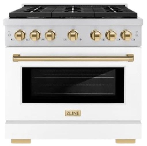 ZLINE Autograph Edition 36" Stainless Steel Pro Style Gas Range with White Matte Door-0