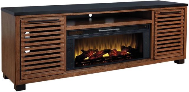 Signature Design by Ashley® Kallari Black/Warm Brown 84" TV Stand with Electric Fireplace-0
