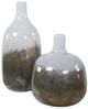 Uttermost® Cardoni 2-Piece Crisp White/Metallic Smoke Bronze Vases-0