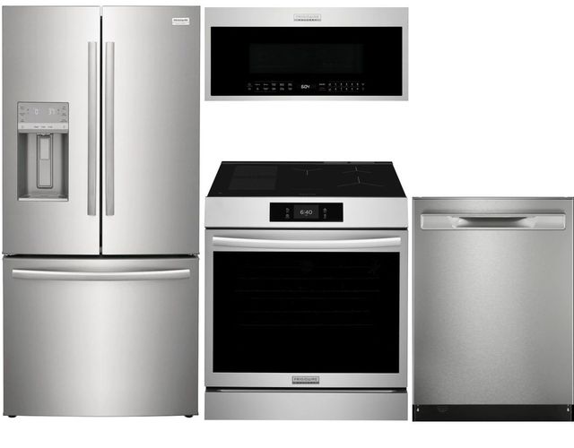 Frigidaire Gallery 4 Piece Kitchen Package featuring French Door Refrigerator, Electric Induction Range, Dishwasher and OTR Microwave in Smudge-Proof®  Stainless Steel-0