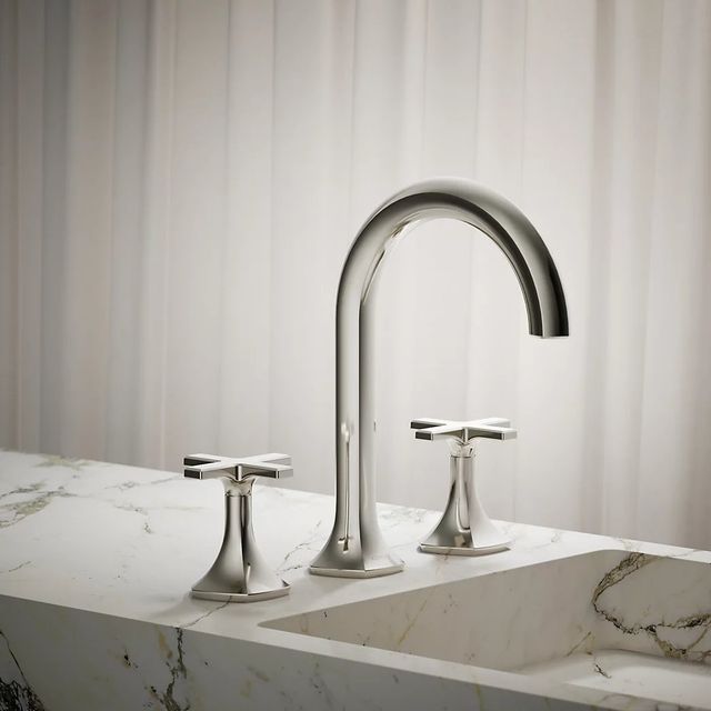 KOHLER® Occasion® Vibrant Polished Nickel Cross Bathroom Sink Faucet Handles-3