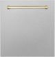 Zline Autograph Edition 24" Satin Stainless Steel Dishwasher Panel with Gold Handle-0