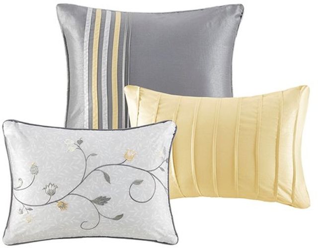 Olliix by Madison Park Serene 7 Piece Yellow California King Embroidered Comforter Set-2