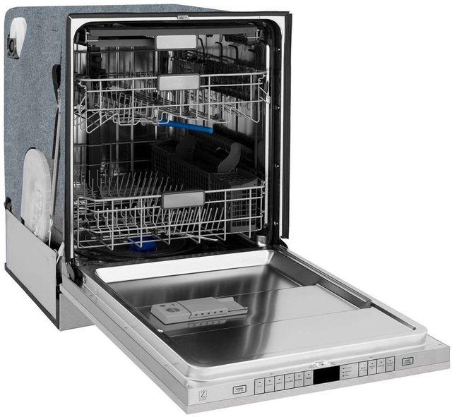 ZLINE Autograph Edition 24" Satin Stainless Steel Built In Dishwasher with Matte Black Handle-3