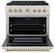 ZLINE Autograph Edition Paramount 36" Satin Stainless Steel Pro Style Dual Fuel Range with White Matte Door and Polished Gold Accents-1