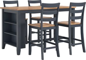 Signature Design by Ashley® Gesthaven 5-Piece Natural/Blue Counter Height Dining Table Set