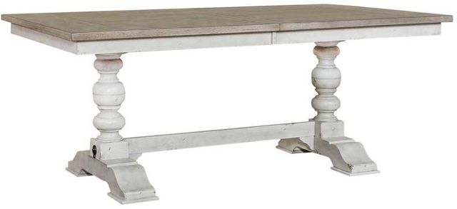 Liberty Furniture Whitney Weathered Gray Trestle Table with Antique Linen Base-1