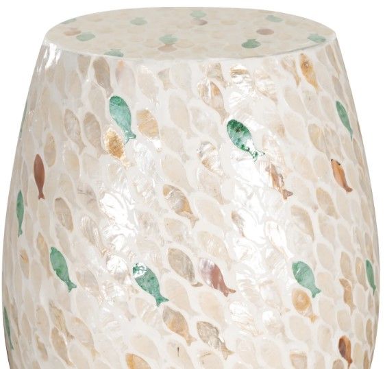 Linon Capiz Beige Drum Table-3