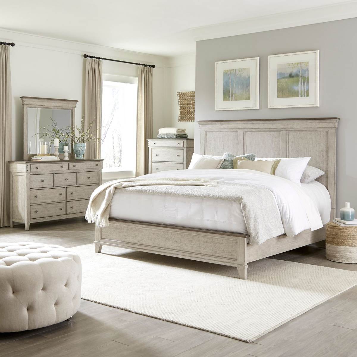 Liberty Furniture Ivy Hollow 4 Piece White Queen Mantle Storage Bed Set Sunshine Furniture Tulsa OK