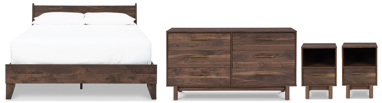 Signature Design by Ashley® Calverson 4-Piece Mocha Full Platform Bed Set