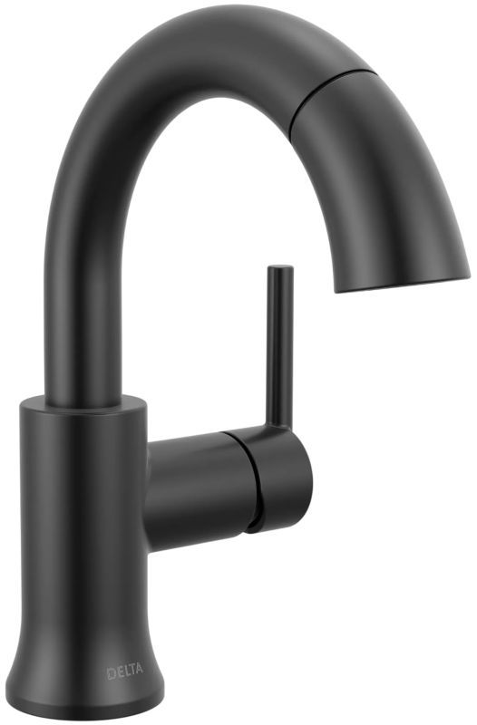 Delta Trinsic® Matte Black Single Handle Lever Pull-Down Bathroom Faucet with Drain-0