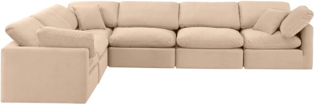 Meridian Furniture Indulge 6-Piece Beige Velvet Modular Sectional-2